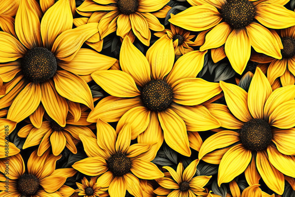 Watercolor Black Eyed Susans Pattern Background Watercolor Black Eyed Susans Pattern Background