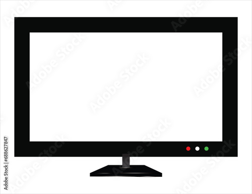 TV flat screen lcd or oled, plasma, realistic illustration, wide flatscreen monitor hanging on the wall.