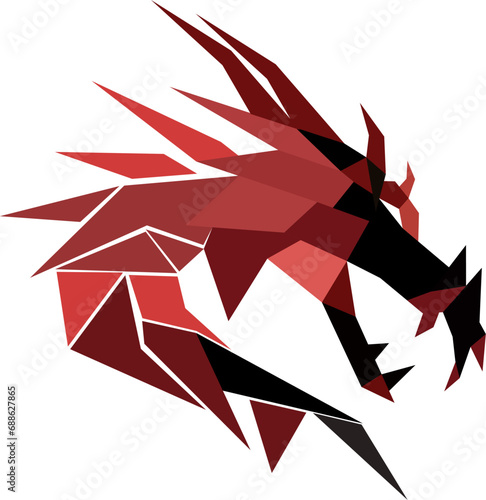 geometric red dragon head