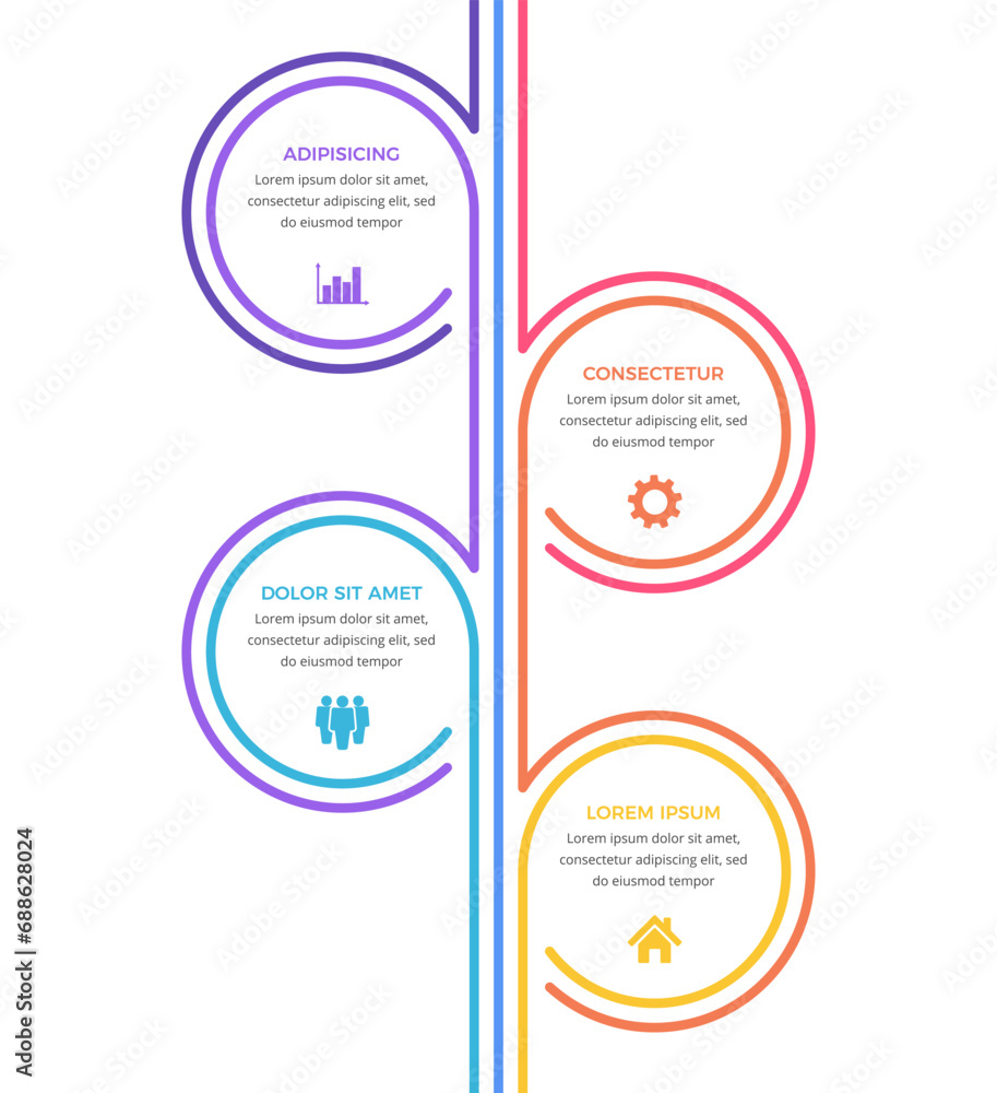 Minimal business infographic design template with four options or steps, process, workflow template, vector eps10 illustration Minimal business infographic design template with four options or steps, process, workflow template, vector eps10 illustration