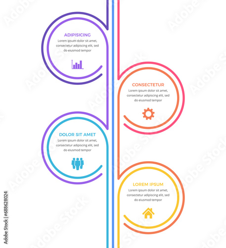 Minimal business infographic design template with four options or steps, process, workflow template, vector eps10 illustration