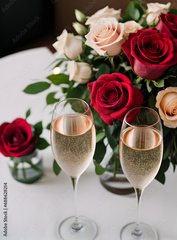 Valentines Day hearts champagne roses. Men Valentines Day hearts champagne roses. Men