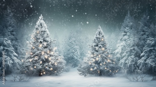 Wallpaper Mural Winter Wonderland Celebration: Holiday Festive Background with Snowy Tree and Garland Lights Torontodigital.ca