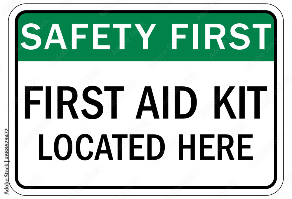 First aid kit sign and labels