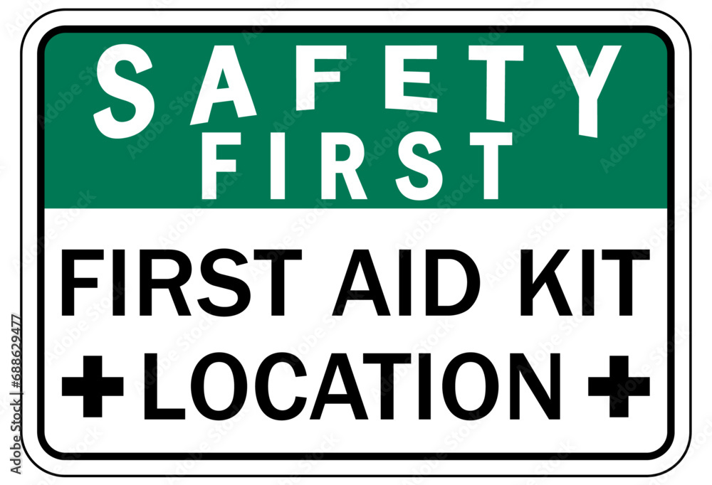 Fototapeta premium First aid kit sign and labels