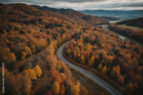 Autumn aerial landscape, autumn scene. © Linett