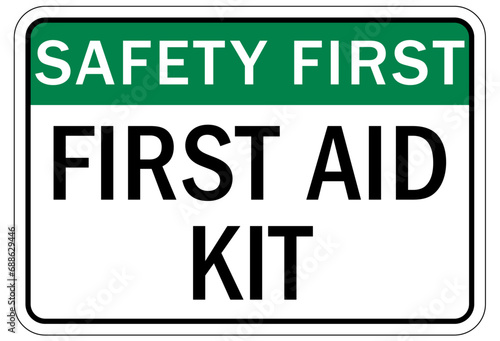 First aid kit sign and labels