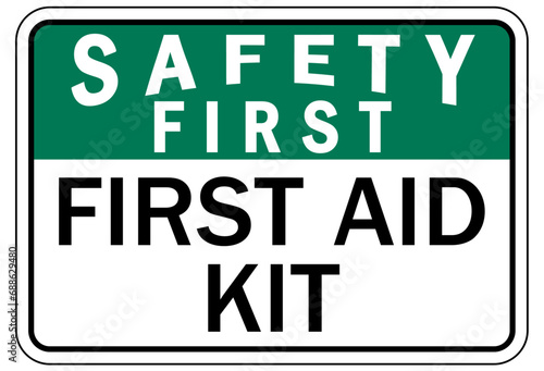 First aid kit sign and labels