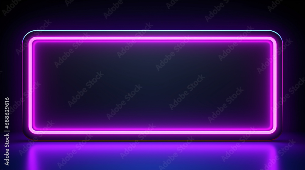 Neon frame on black background. Generative AI Neon frame on black background. Generative AI