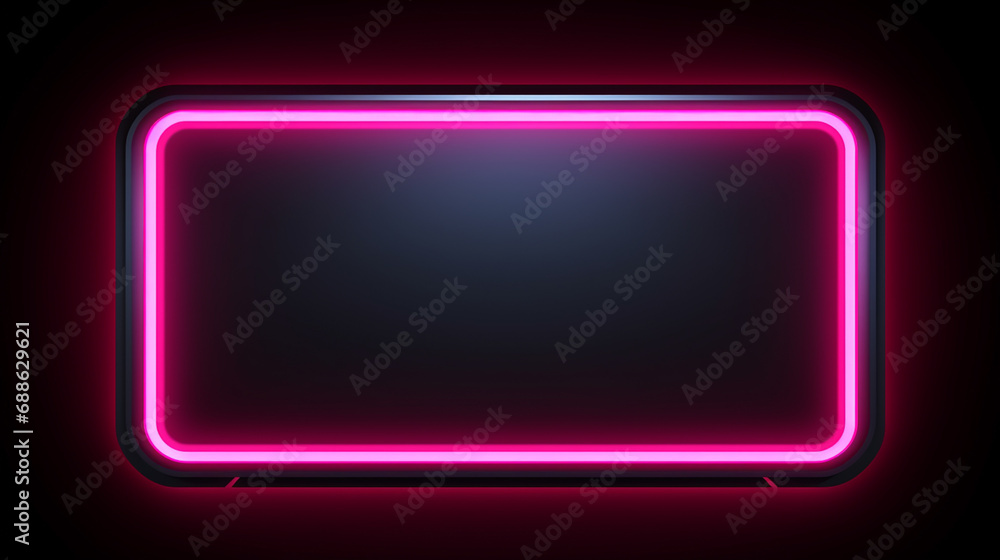 Neon frame on black background. Generative AI Neon frame on black background. Generative AI