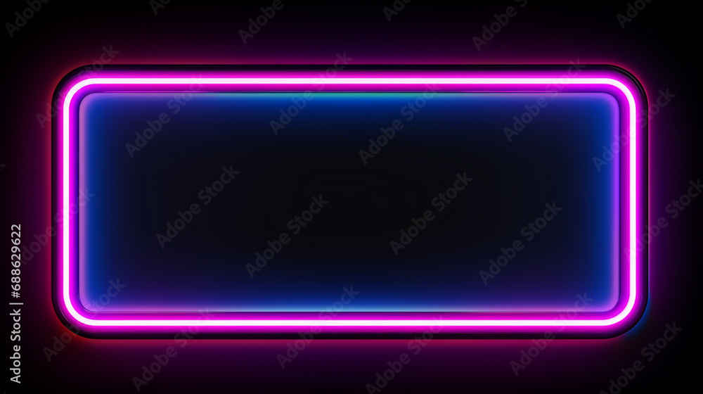 Neon frame on black background. Generative AI Neon frame on black background. Generative AI
