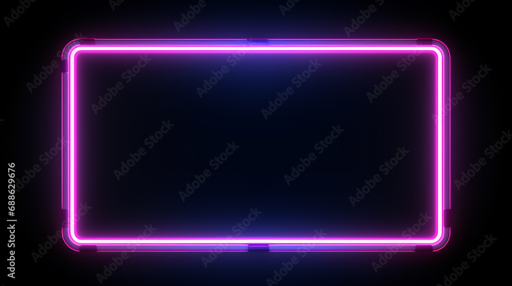 Neon frame on black background. Generative AI Neon frame on black background. Generative AI