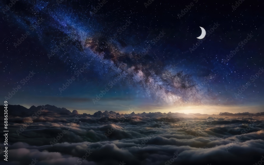 Fototapeta premium night sky landscape background