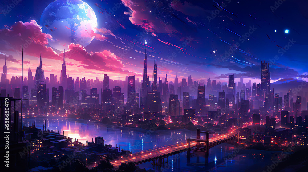 scene of a city. Generative Ai scene of a city. Generative Ai