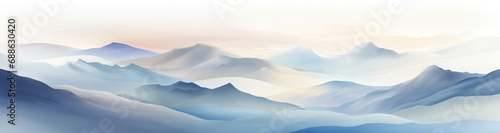 Abstract landscape poster. Nature horizon panorama for print  modern mountain scenery background. AI generated image