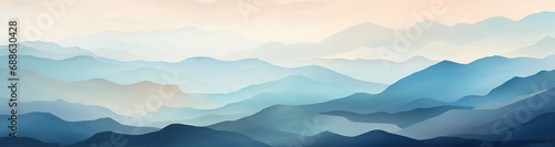 Abstract landscape poster. Nature horizon panorama for print, modern mountain scenery background. AI generated image photo