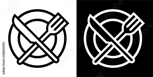 Restaurant plate, cuttlery food icon