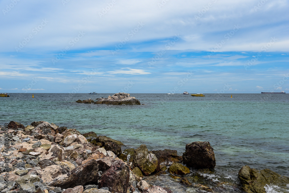 beautiful landscape view of Koh Larn island focus on rocks and sea, Chonburi, Thailand beautiful landscape view of Koh Larn island focus on rocks and sea, Chonburi, Thailand