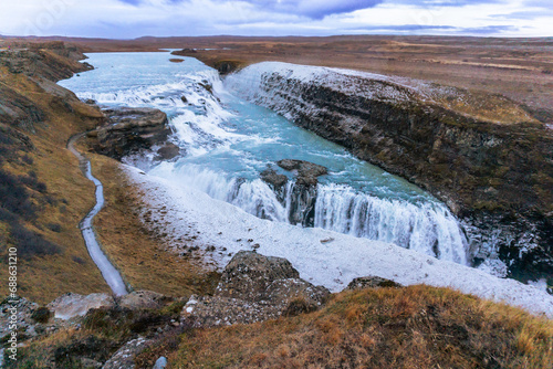 Billede på lærred Gullfoss waterfall in Iceland golden circle in autumn