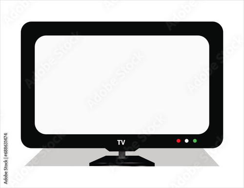 TV flat screen lcd or oled, plasma, realistic illustration, wide flatscreen monitor hanging on the wall.