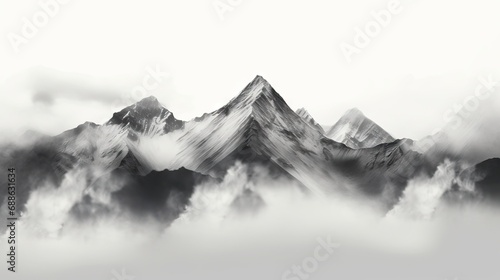 Horizontal mountain landscape with trees. Seamless mountains background. Outdoor and hiking concept. AI generated image