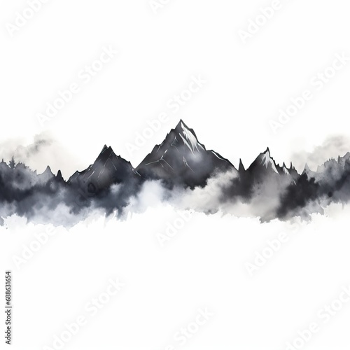Hills during sunrise in mountain valley. Beautiful natural landscape. AI generated image