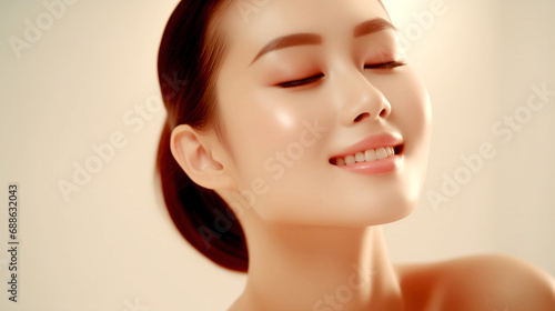 Image Of Happy Asian Woman With Perfect Skin - Skin Care - Beauty Salon - Spa - legal AI