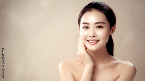 Image Of Happy Asian Woman With Perfect Skin - Skin Care - Beauty Salon - Spa - legal AI