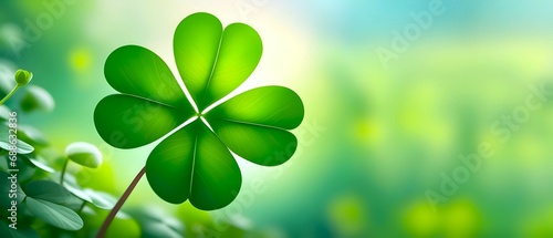 Four leaves clover on a nice blurry background representing Saint Patrick's Day photo
