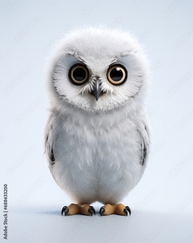 Naklejka premium 3d cute owl, solid white background