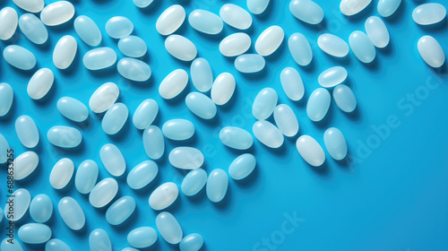 fish oil tablets on a blue background