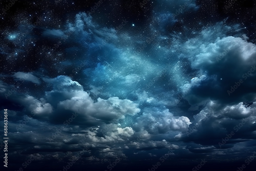 Night sky with full moon and clouds, generative ai.