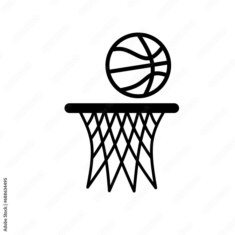 basketball net and ball icon on white background.hoop icon basketball net and ball icon on white background.hoop icon