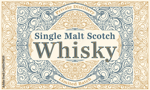 Scotch whisky - ornate vintage decorative label
