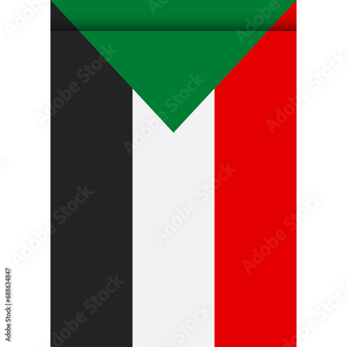 Sudan flag or pennant isolated on white background. Pennant flag icon.