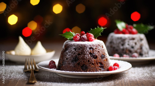Plum pudding, a decadent addition to the Christmas table photo