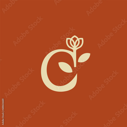 Letter c flower luxury logo design vector. Initial c logo identity for branding, business, real estate, fasion and elegant brand