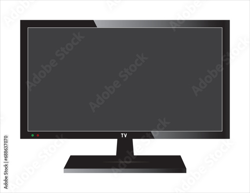 TV flat screen lcd or oled, plasma, realistic illustration, wide flatscreen monitor hanging on the wall.