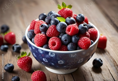  Forest fruits in a porcelain bowl