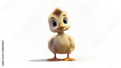Cute little duckling isolated on white background. 3D illustration.