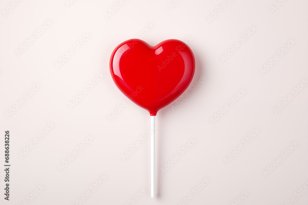 Heart Lollipop. Valentine's Day design with simple background.