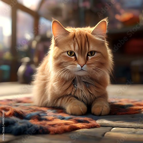 cute fluffy cat creature illustration