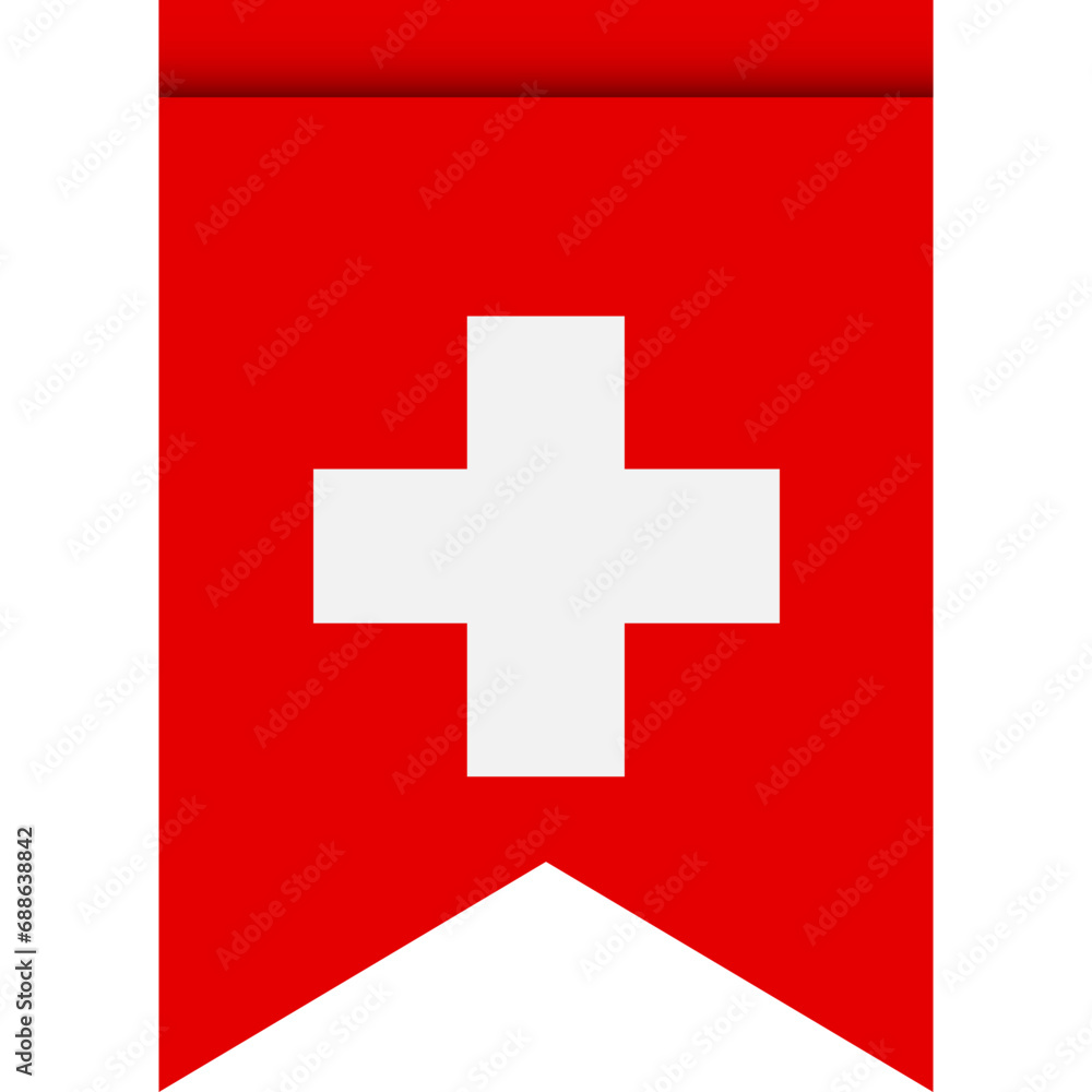 Switzerland flag or pennant isolated on white background. Pennant flag icon. Switzerland flag or pennant isolated on white background. Pennant flag icon.