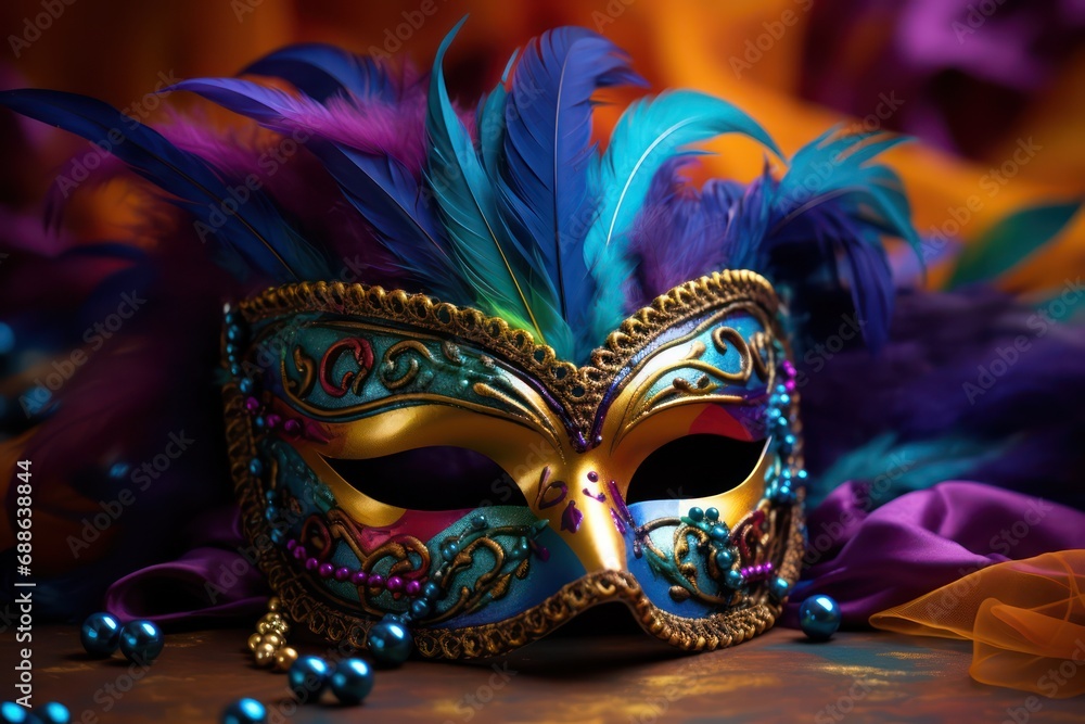 Carnival mardi mask close up. Generative AI