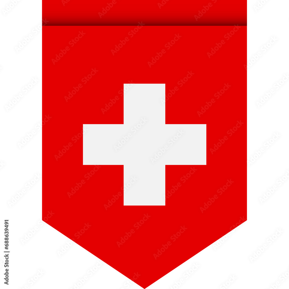 Switzerland flag or pennant isolated on white background. Pennant flag icon. Switzerland flag or pennant isolated on white background. Pennant flag icon.