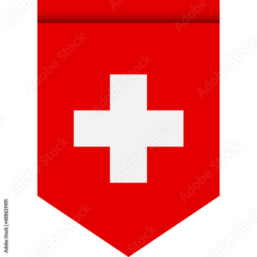 Switzerland flag or pennant isolated on white background. Pennant flag icon.