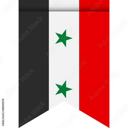 Syria flag or pennant isolated on white background. Pennant flag icon. photo