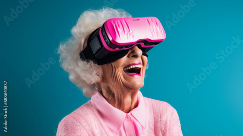 happy senior lady experiencing virtual reality © CaswellDesign