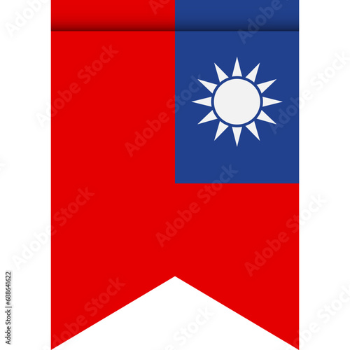 Taiwan flag or pennant isolated on white background. Pennant flag icon.