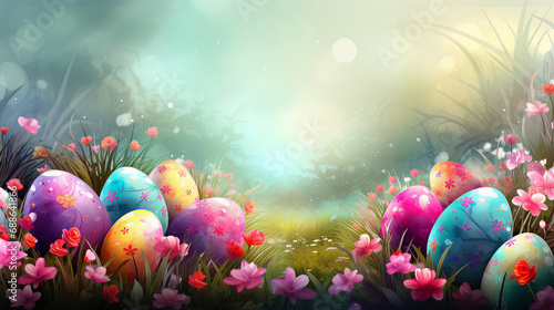 Happy Easter background with Easter eggs.